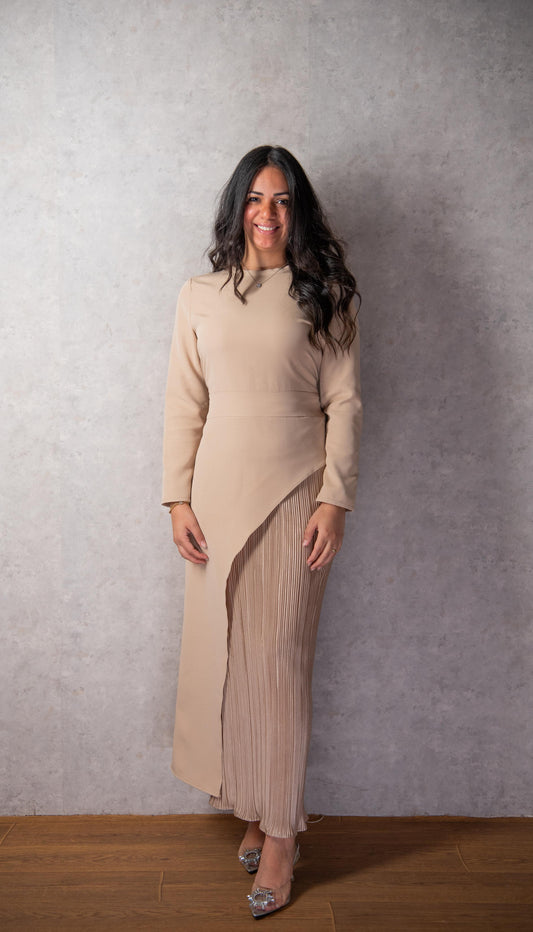 Half and Half Plisse Dress