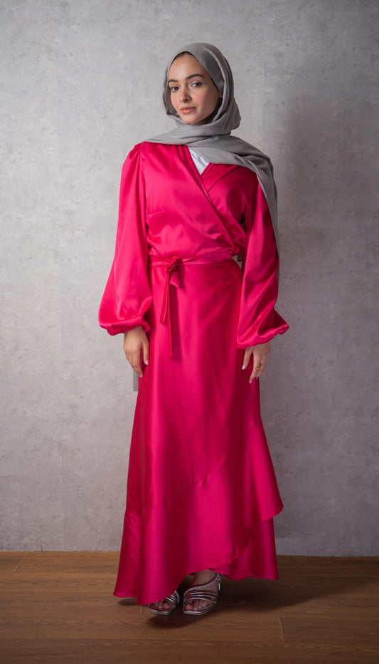 Satin Wrap Dress