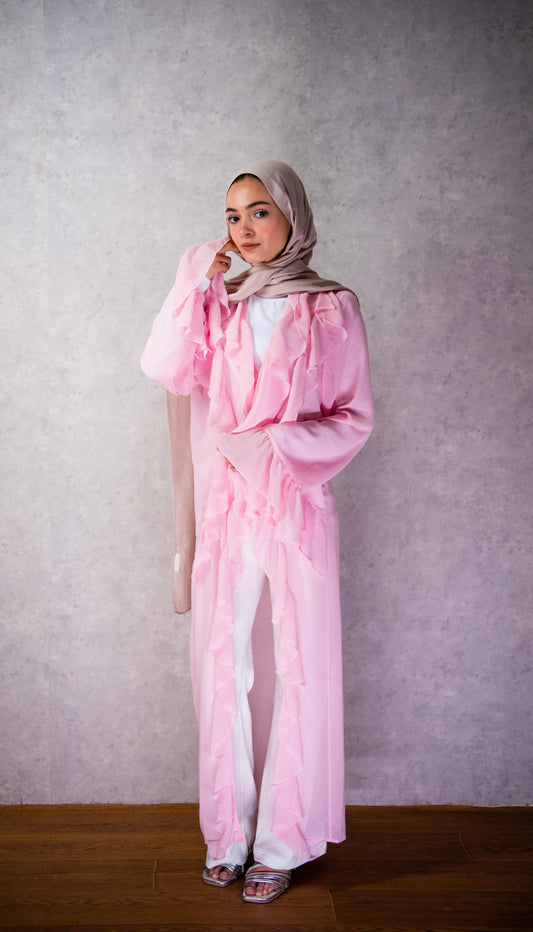 Pink Ruffle Cardigan